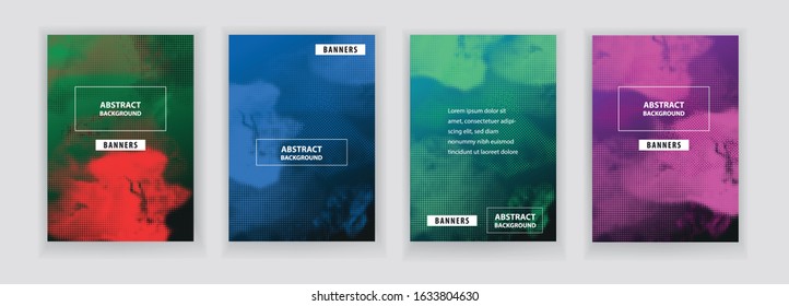 Halftone multicolored cloudy banner. Set of backgrounds