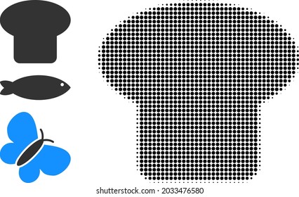 Halftone mushroom. Dotted mushroom constructed with small circle points. Vector illustration of mushroom icon on a white background. Halftone pattern contains circle points.