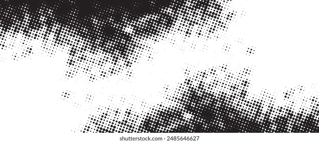 Halftone noise texture. Grunge dirty speckles, spots, dots background. Black and white grit sand grain wallpaper