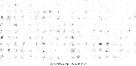 Textura de ruído de meio-tom. Grunge sujo manchas espalhadas, manchas, pontos de fundo. Papel de parede de grão de areia de grão de grão de grão preto e branco. Fundo texturizado de quadrinhos de pixel retrô. Sobreposição de meio-tom de arte pop arenosa de vetor