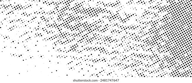 Halftone noise texture. Grunge grit halftone background. Black and white sand gravel wallpaper. Retro comic pixelated backdrop. Dirty grain spots, stains, dots textured overlay. Vector