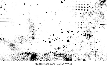 Elementos de vetor de textura de ruído de meio-tom no padrão pontilhado de fundo transparente padrão de impressão abstrato de desvanecimento retro cômico. Pontos gastos, irregulares e ruído espalhado criam uma sobreposição lo-fi, vintage,