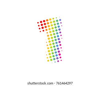Halftone Number 1 Icon Logo Design Element