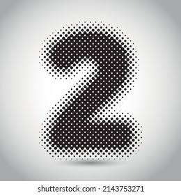 Halftone number 2. Vector illustration.