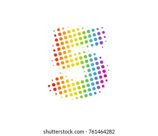 Halftone Number 5 Icon Logo Design Element