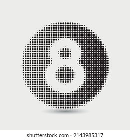 Halftone number 8.Dotted number eight.