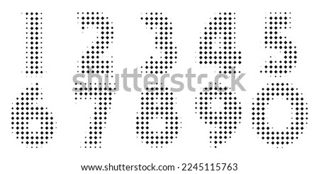 Halftone Number Set 0-9. Pop art style. Halftone dotted backdrop. Design for web banners, wallpaper,sites vector illustration. Vector halftone numbers.