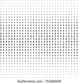 Halftone numbers background. Halftone effect math vector pattern. Circle digits isolated on the white background.