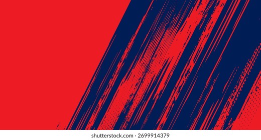 Medio tono sobre fondo azul. Vector puntos brillo o semitono brillo patrón textura Pop estilo de arte de fondo. Elegante Vector grunge artes rojo grunge