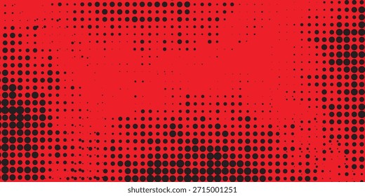 Medio tono sobre fondo azul. Vector puntos brillo o semitono brillo patrón textura Pop estilo de arte de fondo. Vector grunge artes rojo grunge	