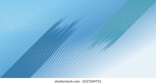 Medio tono sobre fondo blanco. Vector brillante puntos o semitono patrón de brillo textura Pop Art Style Background. con líneas elegantes que tienen color azul claro