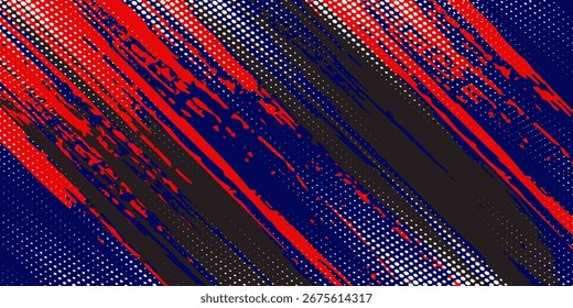 Medio tono sobre fondo blanco azul marino. Vector grunge brillo naranja o semitono brillo patrón moderno buen movimiento