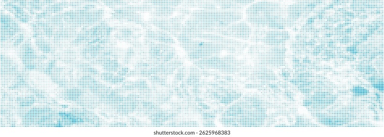 Superposición de semitono que se asemeja a las olas de agua. Textura de punto blanco sobre fondo azul. Anuncio de Vector para proyectos creativos y de diseño.