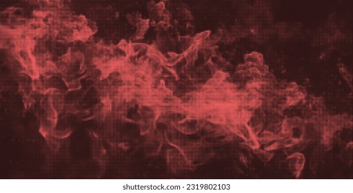 Textura superpuesta de semitono. Con una ilustración de humo y fuego. Borde del fondo vectorial para los diseños contemporáneos. Estilo Y2k