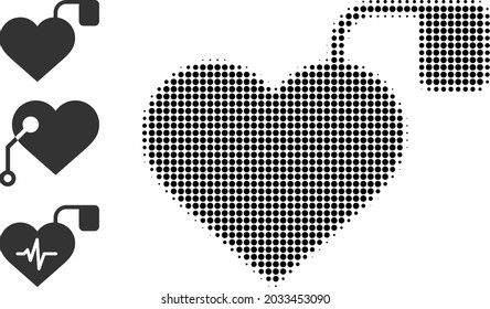 Halftone Pacemaker. Dotted Pacemaker Constructed With Small Round Pixels. Vector Illustration Of Pacemaker Icon On A White Background. Halftone Array Contains Round Elements.