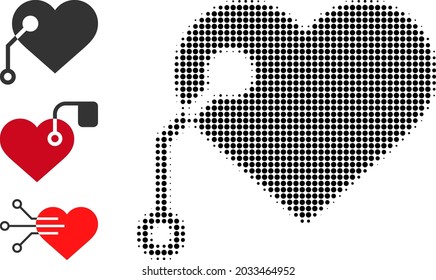 Halftone Pacemaker. Dotted Pacemaker Constructed With Small Round Points. Vector Illustration Of Pacemaker Icon On A White Background. Halftone Array Contains Round Points.