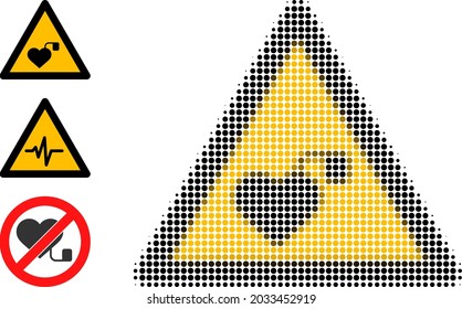 Halftone Pacemaker Warning. Dotted Pacemaker Warning Constructed With Small Circle Points. Vector Illustration Of Pacemaker Warning Icon On A White Background. Halftone Pattern Contains Circle Points.