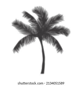 Halftone palm tree silhouette.Vector illustration.