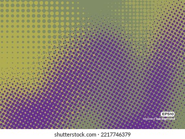 halftone particle dots disco theme in gradient yellow and violet background for advertisement brochure template banner website cover product package design presentation vector eps.
