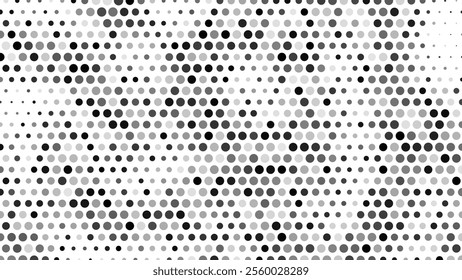 Halftone with particles. Wave of dots. Dotted pattern wavy texture. Abstract geometric background. Gradient vector illustration.