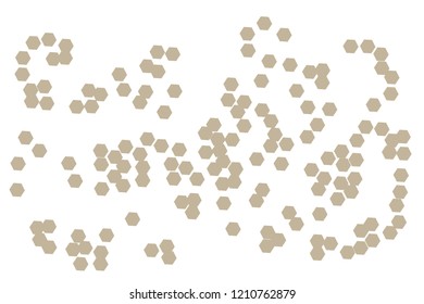 Halftone pastel hexagon confetti pattern. Scattered polygons vector illustration.