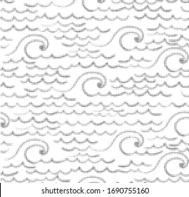 Halftone pattern background with line artwork effect, round spot shapes, vintage or retro graphic with place for your text. Halftone digital effect.