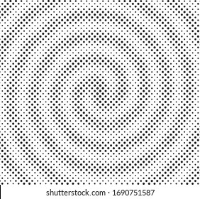 Halftone pattern background with radial effect, round spot shapes, vintage or retro graphic with place for your text. Halftone digital effect.