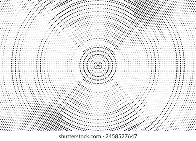 Halftone pattern background with radial effect, round spot shapes, vintage or retro graphic with place for your text. Halftone digital effect.