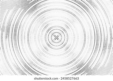 Halftone pattern background with radial effect, round spot shapes, vintage or retro graphic with place for your text. Halftone digital effect.