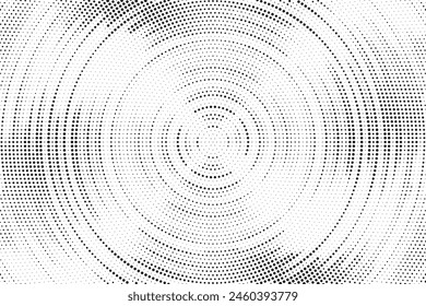 Halftone pattern background with radial effect, round spot shapes, vintage or retro graphic with place for your text. Halftone digital effect.