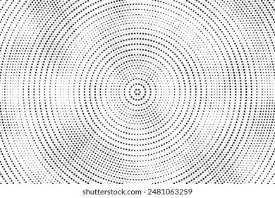 Halftone pattern background with radial effect, round spot shapes, vintage or retro graphic with place for your text. Halftone digital effect.