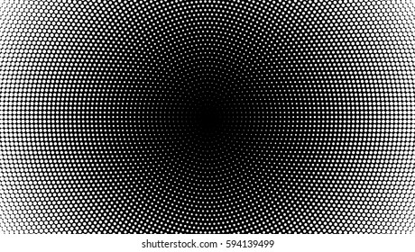 Halftone pattern background with radial effect, round spot shapes, vintage or retro graphic with place for your text. Halftone digital effect.