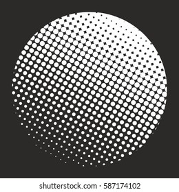 Halftone pattern background texture, round spot shapes, vintage or retro graphic, usable as decorative element.