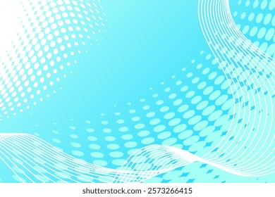 Halftone Pattern Background With Wave Line. Abstract Technology Banner. Modern Business Wallpaper. Vector Illustration