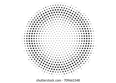 Halftone pattern with black dot on transparent overlay. Monochrome dotted vector illustration. Black and white halftone overlay. Vintage cartoon effect. Round dotted pattern. Centered dotted texture