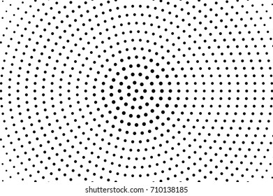 Halftone pattern with black dots on transparent overlay. Monochrome dotted vector illustration. Halftone overlay for vintage comic effect. Round dotted pattern. Round dotted texture. Grungy overlay