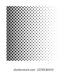 Halftone pattern. Black and white halftone rhomboid gradient. Geometric diamond halftone. Transparent background.