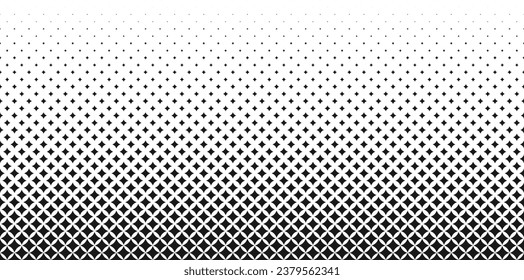 Halftone pattern. Black and white halftone rhomboid gradient. Geometric diamond halftone. Transparent background.