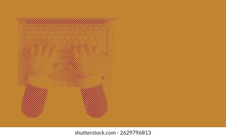 Halftone pattern business concept of Hands working on a laptop
