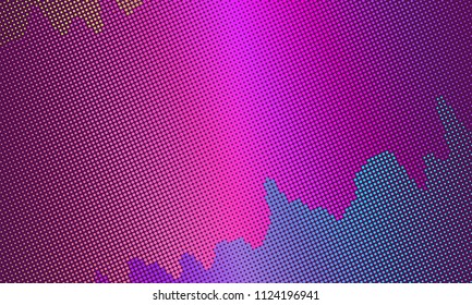 Halftone pattern. Colorful background with dots, points. Violet, pink, blue color. Digital gradient. Futuristic panel. Vector illustration