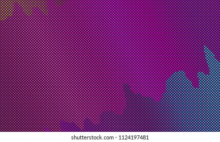 Halftone pattern. Colorful background with dots, points. Violet, pink, blue color. Digital gradient. Futuristic panel. Vector illustration