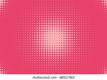 Halftone pattern. Comic background. Dotted retro backdrop with circles, dots. Design element for web banners, posters, cards, wallpapers, sites. Pop art style. Vector illustration. Pink color.