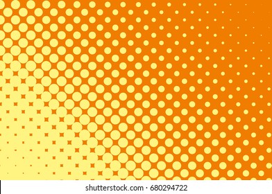 Halftone pattern. Comic background. Dotted retro backdrop with circles, dots. Design element for web banners, posters, cards, wallpapers, sites. Pop art style. Vector illustration. Yellow