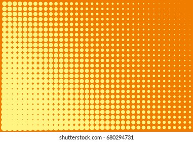 Halftone pattern. Comic background. Dotted retro backdrop with circles, dots. Design element for web banners, posters, cards, wallpapers, sites. Pop art style. Vector illustration. Yellow