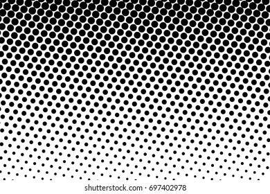 Halftone pattern. Comic background. Dotted retro backdrop with circles, dots. Design element for web banners, posters, cards, wallpapers, sites. Pop art style. Vector illustration. Black and white 