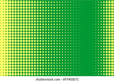 Halftone pattern. Comic background. Dotted retro backdrop with circles, dots. Design element for web banners, posters, cards, wallpapers, sites. Pop art style. Vector illustration. Green-yellow