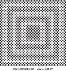 Halftone pattern design with black dots in a grid creating gradient shading depth and textured surface effect backdrop and background.