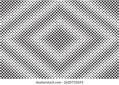 Halftone pattern design with black dots in a grid creating gradient shading depth and textured surface effect backdrop and background.