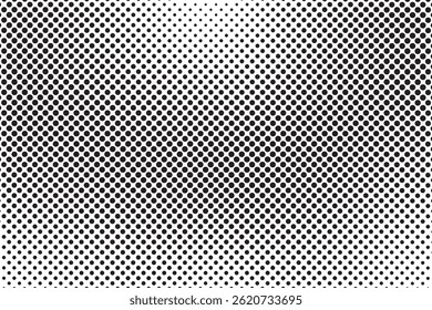 Halftone pattern design with black dots in a grid creating gradient shading depth and textured surface effect backdrop and background.