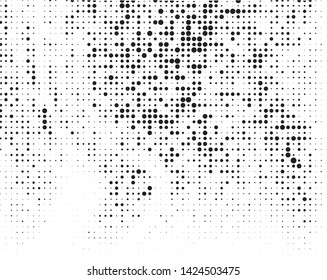 Halftone pattern. Futuristic panel. Grunge dotted backdrop with circles, dots, point of large and small scale. Design element for web banners, posters, cards, wallpapers, sites. Black and white color